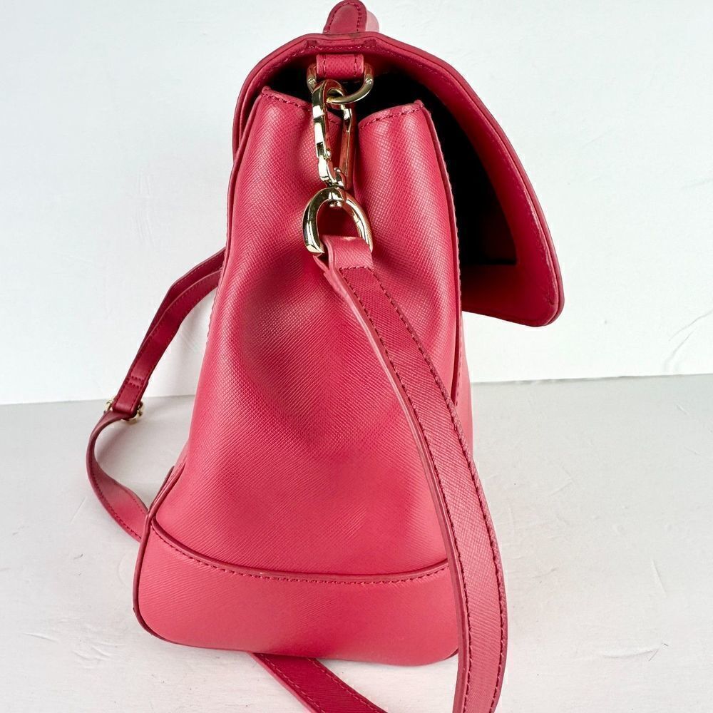 Tory Burch Robinson Leather Top Handle Handbag Purse Flap Pink - Picture 8 of 16